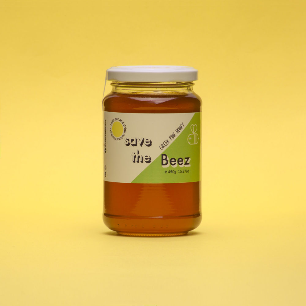 pine honey in a glass jar