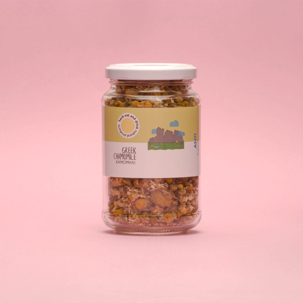 chamomile tea in a glass jar