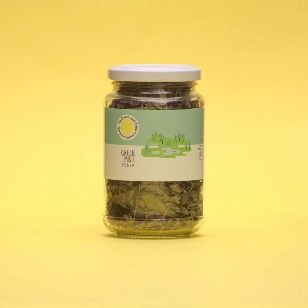 mint tea in a glass jar
