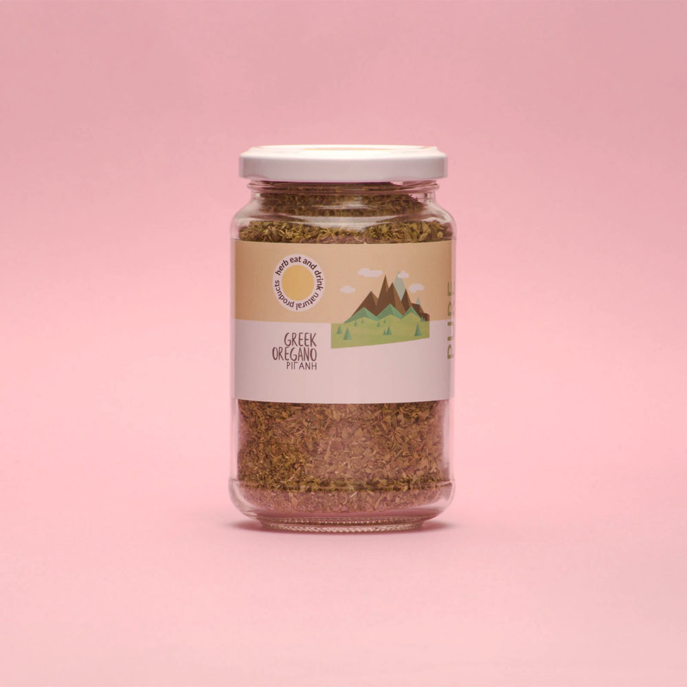 greek oregano in a glass jar